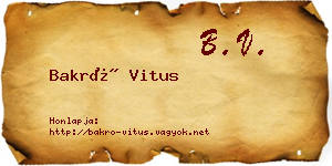 Bakró Vitus névjegykártya